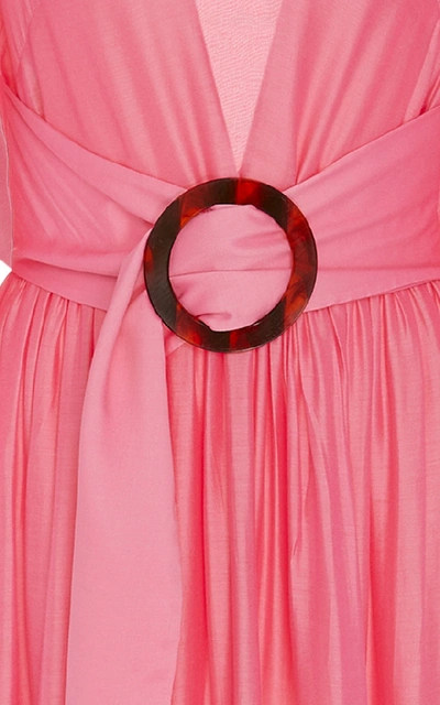 Shop Adriana Degreas Puff-sleeve Maxi Dress In Pink