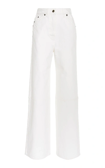 Shop Jacquemus Prago High-rise Wide-leg Jeans In White