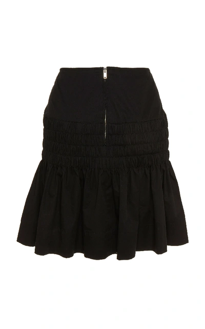Shop Isabel Marant Étoile Oliko Smocked Cotton-blend Mini Skirt In Black