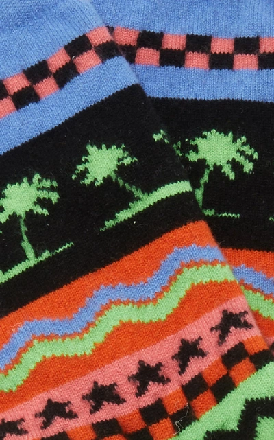 Shop The Elder Statesman Checks N' Palms Patterned Cashmere Socks In Multi