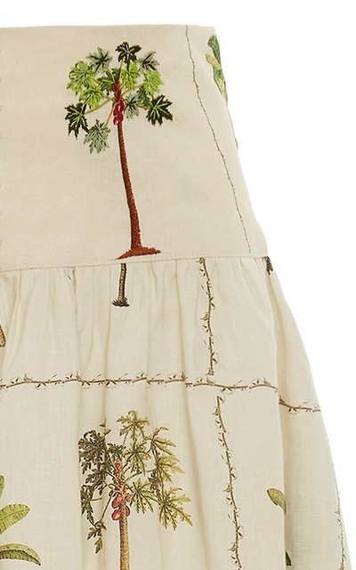 Shop Agua By Agua Bendita Tropical Painted Linen Maxi Skirt In Neutral