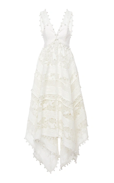 Shop Zimmermann Corsage Embellished Silk-blend Midi Dress In White