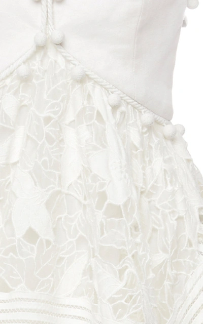 Shop Zimmermann Corsage Embellished Silk-blend Midi Dress In White