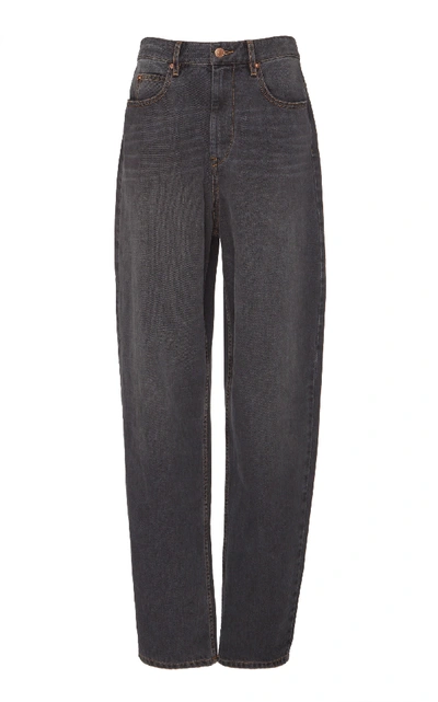 Shop Isabel Marant Étoile Corsy High-waisted Straight-leg Jeans In Black
