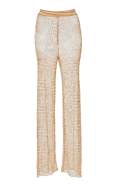 Shop Missoni Straight-leg Open-knit Pants In Orange