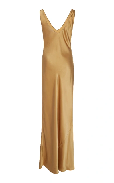 Shop Nili Lotan Bazile Silk Gown In Gold