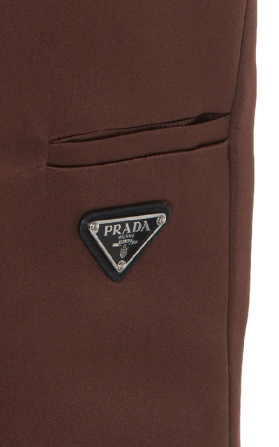 Shop Prada Satin Mid-rise Bermuda Shorts In Brown