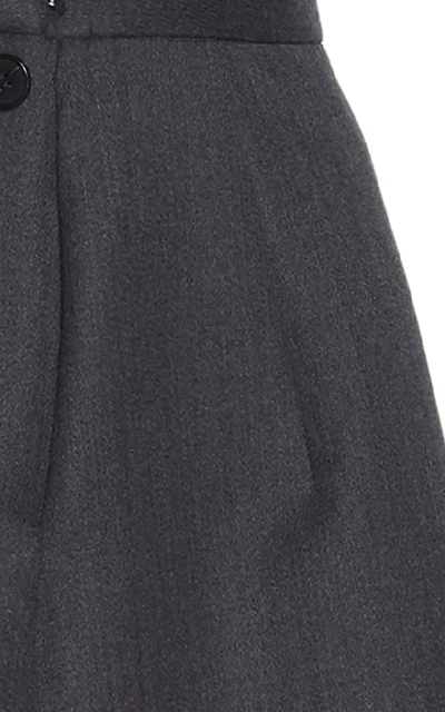 Shop Maison Margiela Feather Trim Wool Skirt In Grey