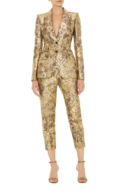 Shop Dolce & Gabbana Floral Lurex Jacquard Blazer In Gold