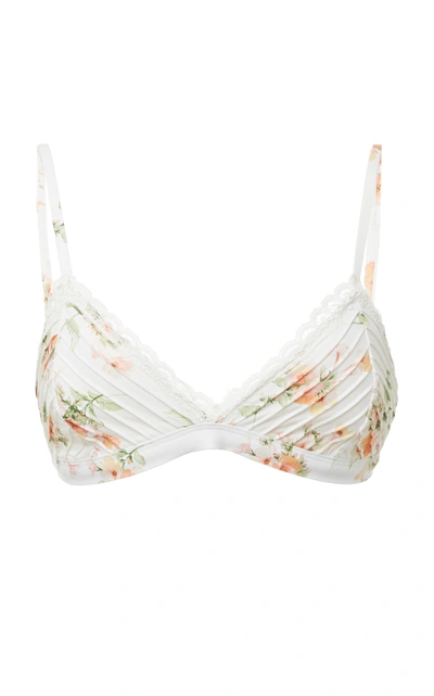 Shop Zimmermann Heathers Lace-trimmed Bikini Top In Floral
