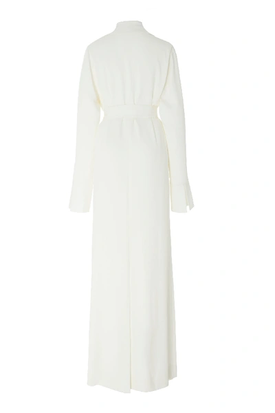 Shop Bouguessa Crepe Belted Robe Dress In Ivory