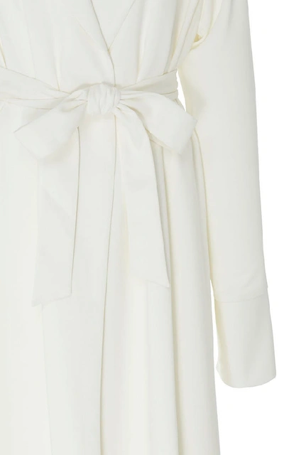 Shop Bouguessa Crepe Belted Robe Dress In Ivory