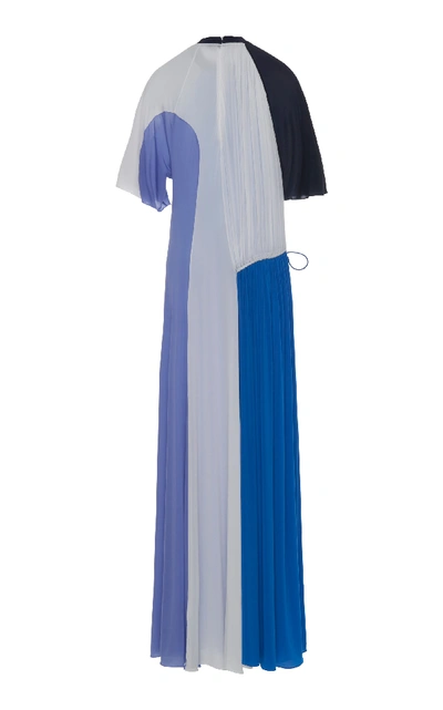 SPORTMAX LEIDA TIE-DETAILED COLOR-BLOCK CHIFFON MAXI DRESS 26310198.0