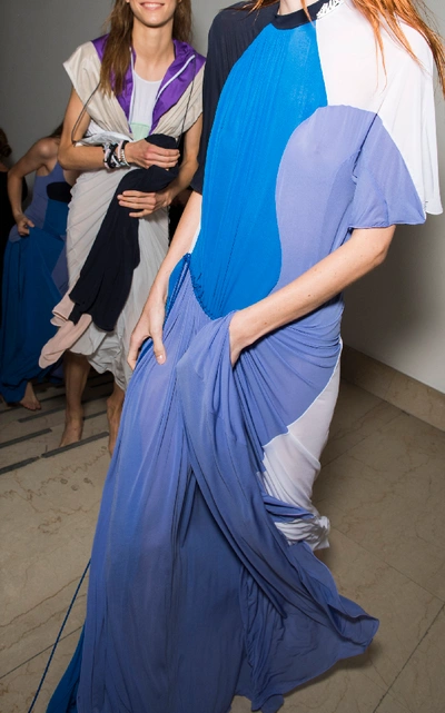 SPORTMAX LEIDA TIE-DETAILED COLOR-BLOCK CHIFFON MAXI DRESS 26310198.0