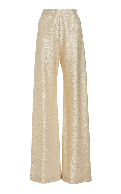 Shop Rosetta Getty Lurex Wide-leg Pants In Neutral