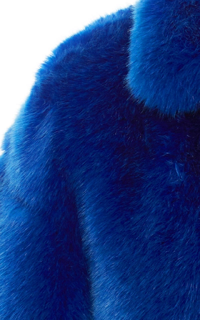 Shop Sally Lapointe Faux Fur Jacket In Blue