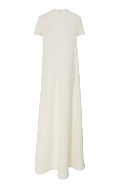 Shop Oscar De La Renta Floral-embroidered Wool-blend Maxi Dress In White