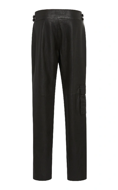Shop Ralph Lauren Kaiya Straight-leg Leather Pants In Brown