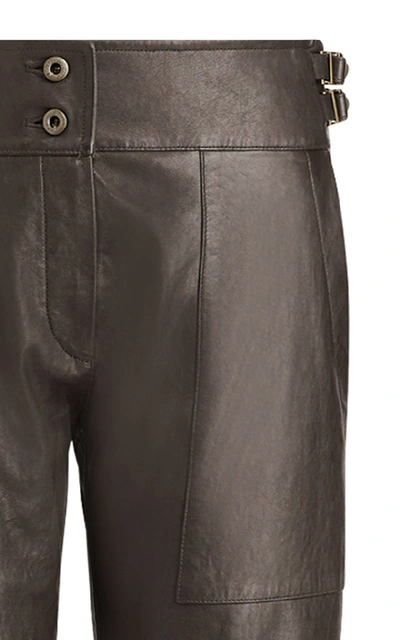 Shop Ralph Lauren Kaiya Straight-leg Leather Pants In Brown