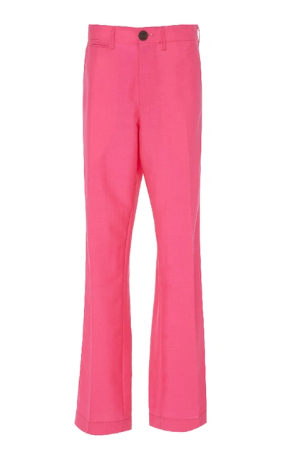 Shop Loewe Mohair And Wool-blend Straight-leg Pants In Pink