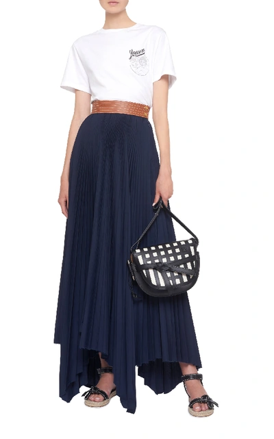 Shop Loewe Pleated Asymmetric Skirt In Blue
