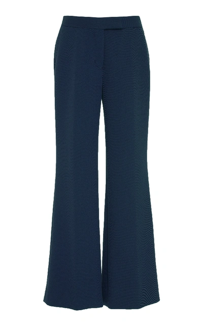 Shop Marina Moscone Cropped High-rise Straight-leg Trousers In Navy