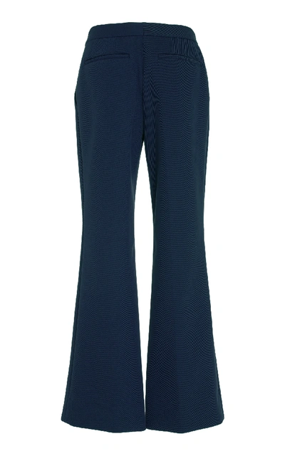 Shop Marina Moscone Cropped High-rise Straight-leg Trousers In Navy