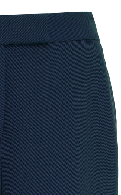 Shop Marina Moscone Cropped High-rise Straight-leg Trousers In Navy