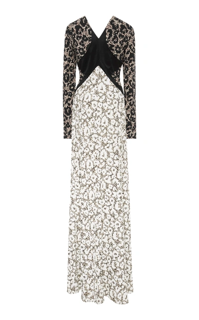 Shop Roberto Cavalli Retro Leopard Long Sleeve Knit Dress In Black/white