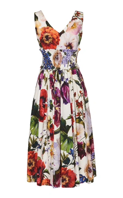 Shop Dolce & Gabbana Floral Poplin Midi Dress