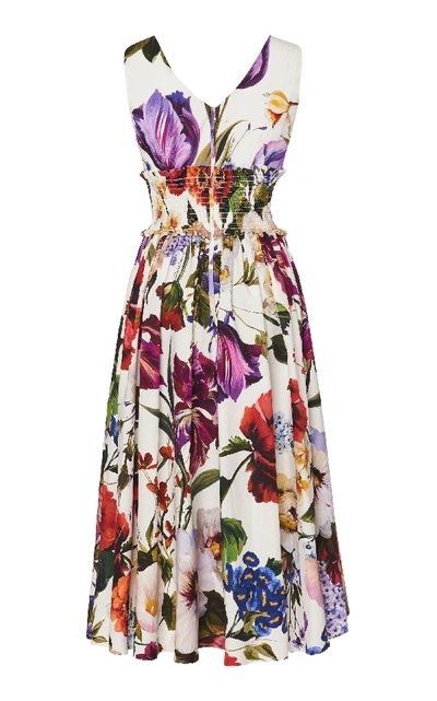 Shop Dolce & Gabbana Floral Poplin Midi Dress