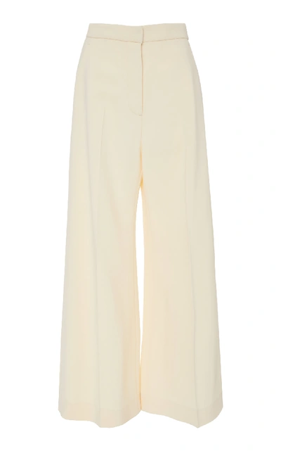 Shop Rosetta Getty Cropped Crepe Wide-leg Pants In White