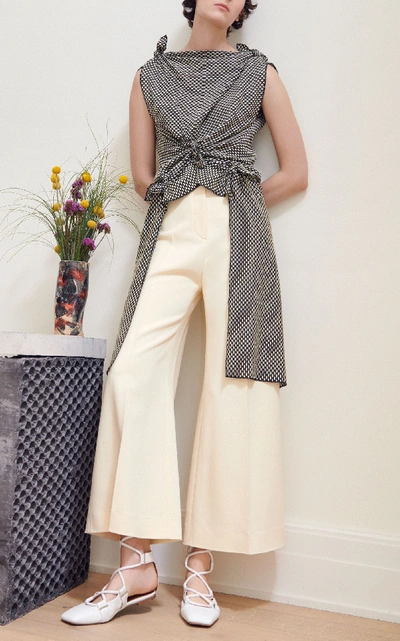 Shop Rosetta Getty Cropped Crepe Wide-leg Pants In White
