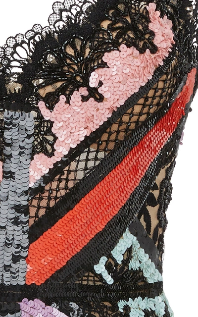 Shop Elie Saab Women's Sequined-lace Silk Mini Dress In Stripe