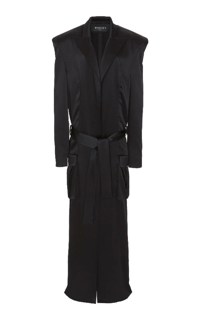 Shop Balmain Satin Duster Coat In Black