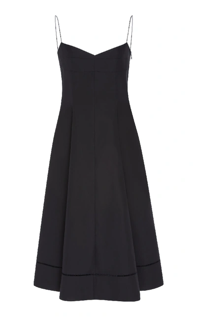 Shop Khaite Isabella Cotton Midi Dress In Black