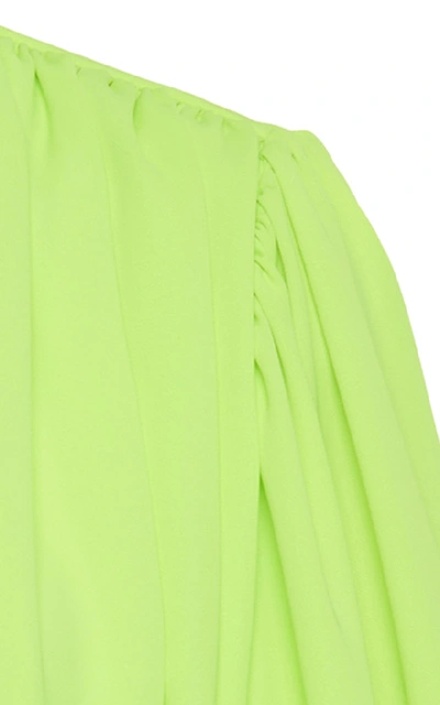 Shop Off-white Cropped Neon Crepe Blouse In Yellow