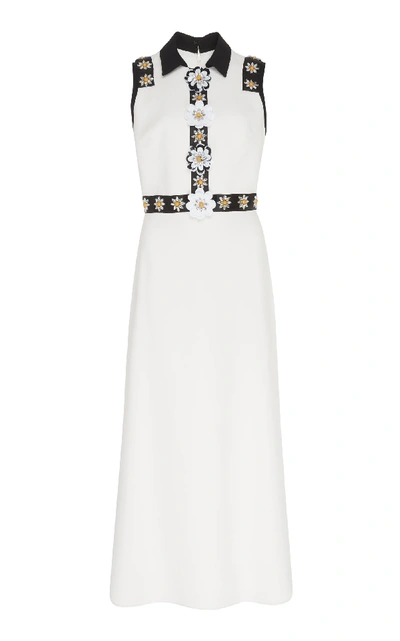 Shop Elie Saab Flutter Crepe Midi Dress In White