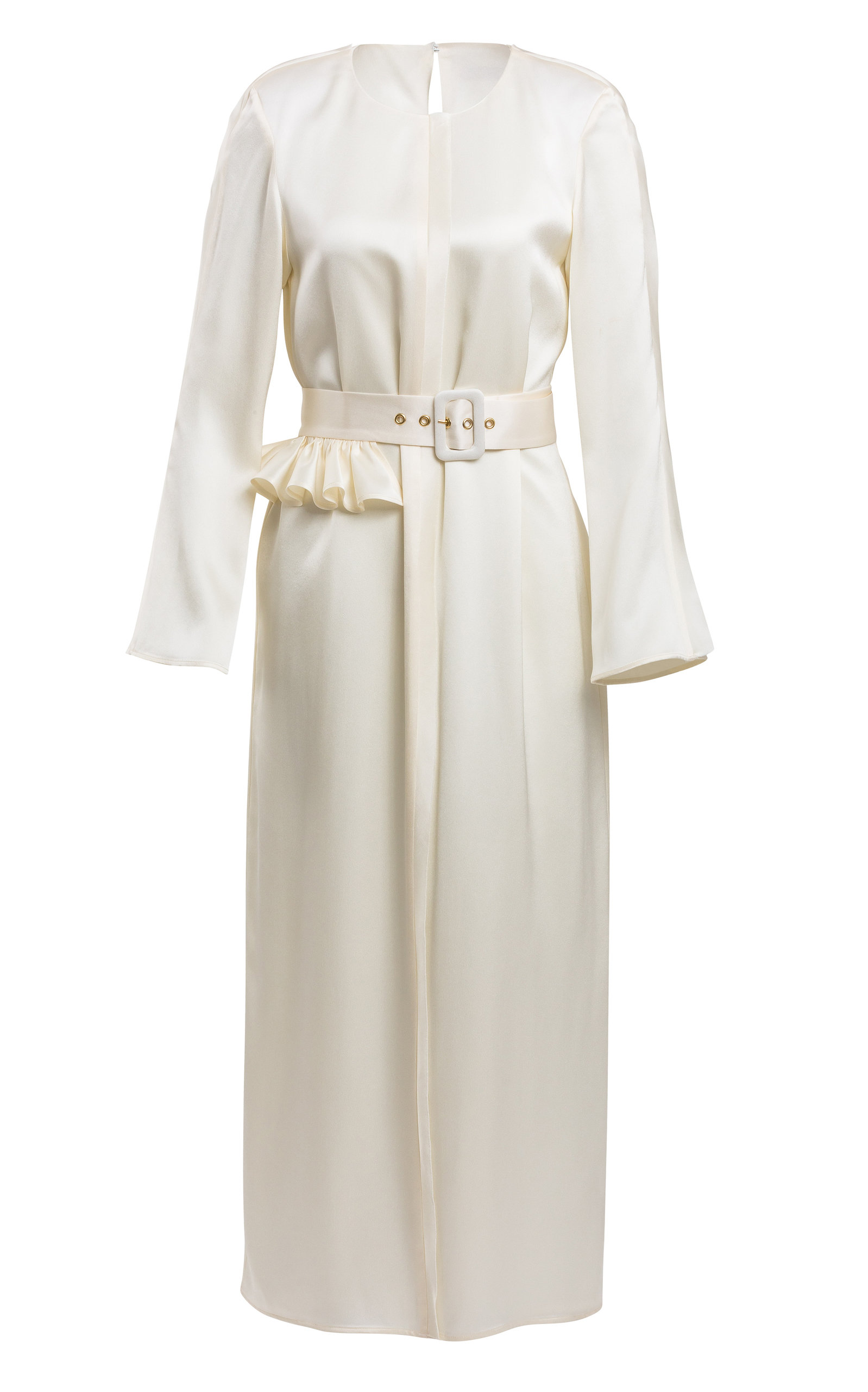 Maggie Marilyn Looks Like We Made It Belted Crepe Midi Dress In Ivory Modesens