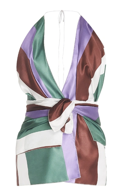 Shop Jacquemus Benaco Satin Mini-dress In Stripe