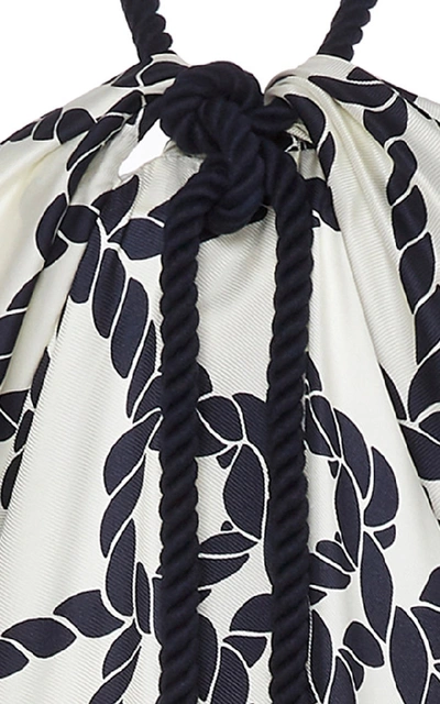 Shop Monse Cold-shoulder Printed Silk-satin Dress