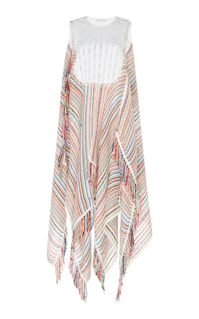Shop Jw Anderson Asymmetric Striped Cotton-jacquard Midi Dress