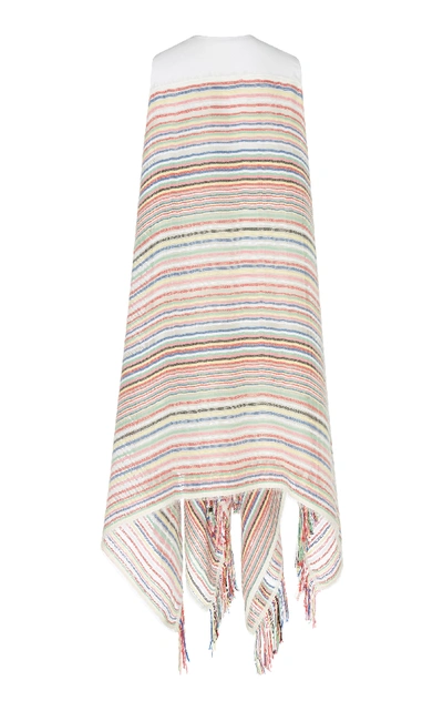 Shop Jw Anderson Asymmetric Striped Cotton-jacquard Midi Dress