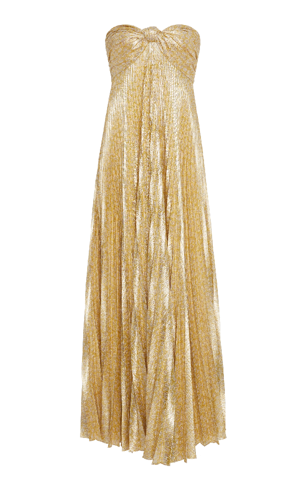 alexis joya plissé maxi dress