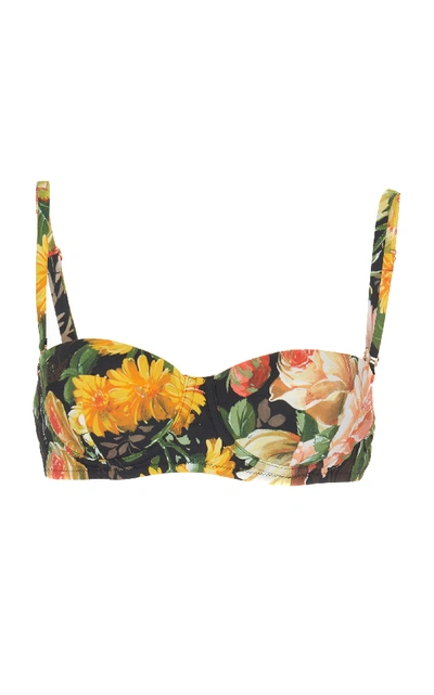 Shop Dolce & Gabbana Floral-print Balconette Bikini Top