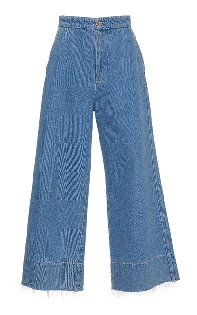 Shop Loewe Cropped Wide-leg Jeans In Blue