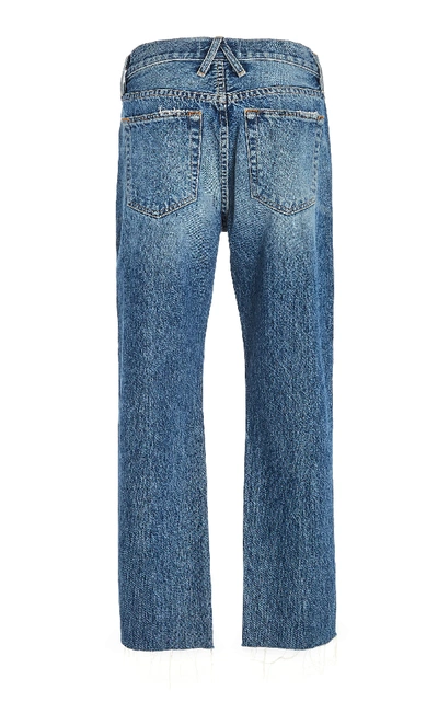 Shop Slvrlake Denim Hero Cropped Raw Hem Mid-rise Straight-leg Jeans In Medium Wash