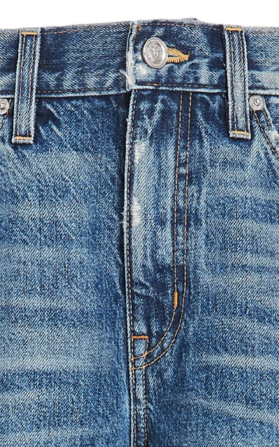 Shop Slvrlake Denim Hero Cropped Raw Hem Mid-rise Straight-leg Jeans In Medium Wash