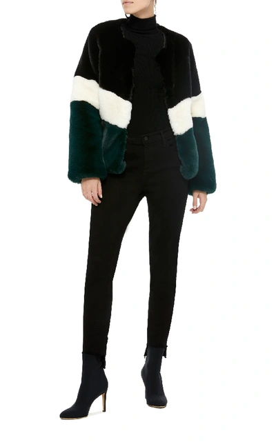 Shop Apparis Brigitte Color-blocked Faux Fur Jacket In Multi