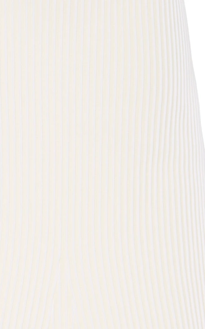 Shop Tibi Ribbed-knit Midi Skirt  In White